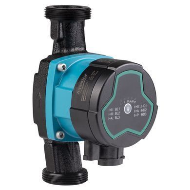 Насос циркуляционный энергосберегающий 5-60Вт Hmax 8м Qmax 63л/мин &Oslash;1&frac12;" 180мм + гайки &Oslash;1" AQUATICA GPA25-8/180 III (774063)