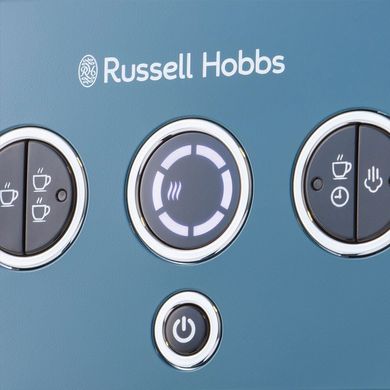 Кофеварка Russell Hobbs рожковая Distinctions Ocean, 1,1л, молотая + чалды, сине-серебристый