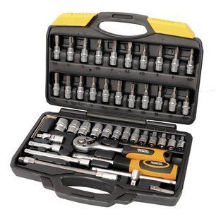 Набір насадок торцевих MASTERTOOL PROFI CrV 1/4" 4-14 мм тріскачка 72Т 46 шт кейс 78-2047-PF