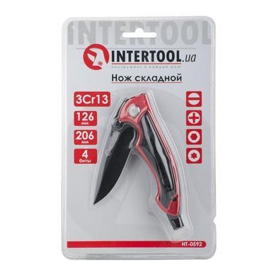 Нож складной 206 мм, ручка алюминий + пластик, 4 отверточные насадки INTERTOOL HT-0592