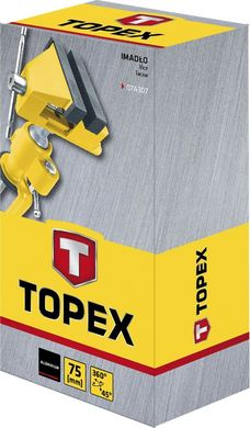 Тиски TOPEX, алюминиевые, поворотные, угол 45°, поворот 360°, 75 мм, 0.85 кг