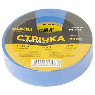 Стрічка ізоляційна ПВХ синя 0.13мм&times;19мм&times;25м SIGMA (8413421)