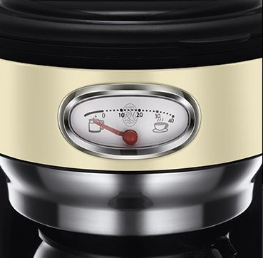 Кофеварка Russell Hobbs капельная Retro, 1,25л, молотая, ретро шкала, черно-бежевый