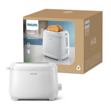 Тостер Philips Series 3000 900Вт, пластик, підігрів,разморозка, білий