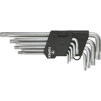 Ключі Torx TOPEX, набір 9 од., Torx з отвором, T10-T50, довгі