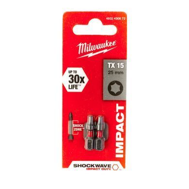 Біта SHOCKWAVE MILWAUKEE, TX15, 25мм, (2шт)