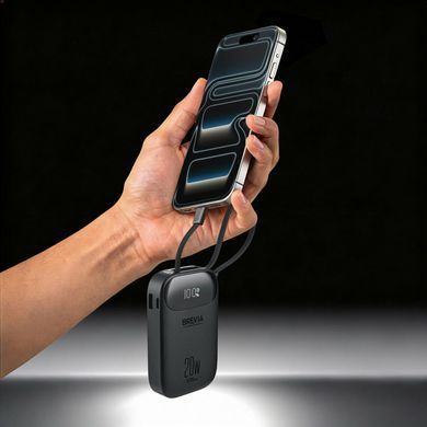 Повербанк (Power Bank) Brevia ePower 10000mAh PD20W CompactMini LCD черный + кабель