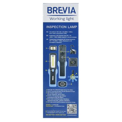 Фонарь инспекционный Brevia LED Инспекционная лампа 3W COB+1W LED 300lm, IP20, IK05,3xAA 11440