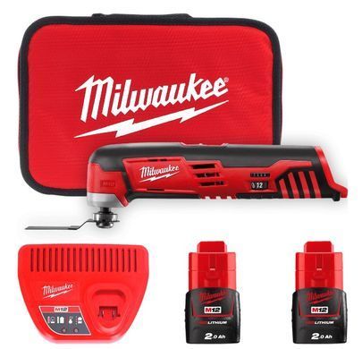 Инструмент многофункциональный аккумуляторный MILWAUKEE, C12 MT-202B (зарядное устройство С12 С, 2 аккумулятора М12 В2 2Ач, ключ, Полотно, шлифподошва, шлифлисты 16шт, сумка)