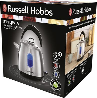 Электрочайник Russell Hobbs Stylevia, 1.5л, металл, серебристо-черный