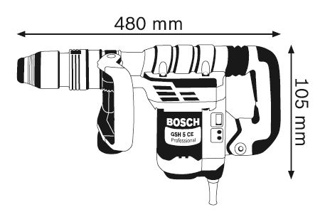 Молоток отбойный Bosch GSH 5 CE, 1150Вт, 8.3 Дж, 1.300 – 2.900 уд/мин, 6.2 кг