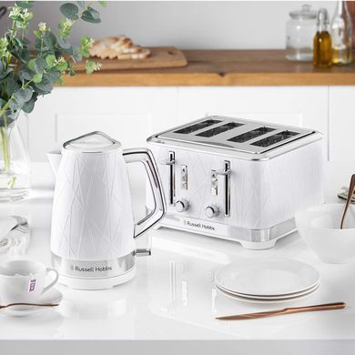 Электрочайник Russell Hobbs Structure, 1.7л, пластик, подсветка, бело-серебристый