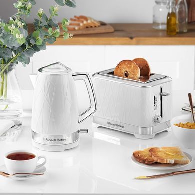 Электрочайник Russell Hobbs Structure, 1.7л, пластик, подсветка, бело-серебристый