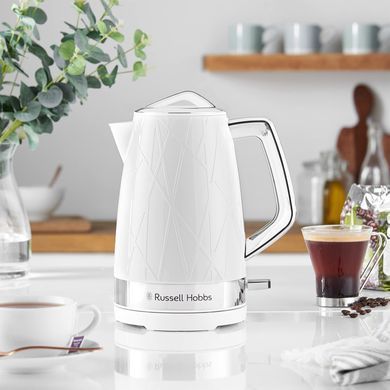 Электрочайник Russell Hobbs Structure, 1.7л, пластик, подсветка, бело-серебристый