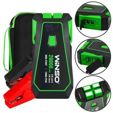 Пусковий пристрій Winso Jump Starter 800A/1600A 20000mAh зі Smart-клемами
