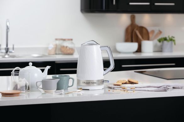 Электрочайник Russell Hobbs Structure, 1.7л, пластик, подсветка, бело-серебристый