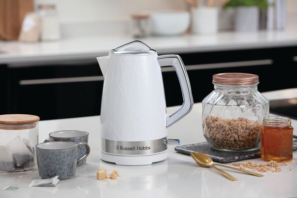 Электрочайник Russell Hobbs Structure, 1.7л, пластик, подсветка, бело-серебристый