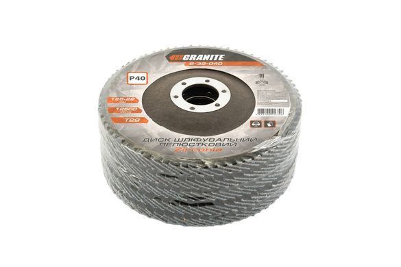 Диск шлифовальный лепестковый конусный GRANITE ZIRCONIA Т29 зерно 40 125&times;22 мм 5 шт 8-32-040PC