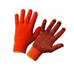 Перчатки покрыты точками ПВХ, оранжевые.