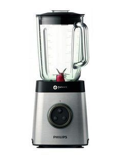 Блендер PHILIPS стационарный Avance Collection, 1400Вт, чаша-2000мл, стекло, LED подсветка, черно-серебряный