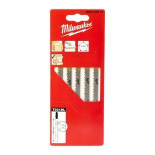 Полотна для лобзиков T301DL MILWAUKEE, 105х4,0мм, (5шт), (древесина, чистый рез)
