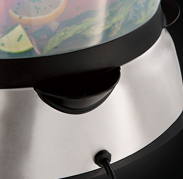 Пароварка Russell Hobbs MaxiCook, 1000Вт, резервуар для воды -1,3л, кнопочное управление, нерж. сталь/пластик, черный-металл