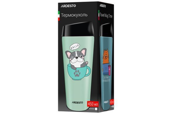 Термокружка Ardesto Coffee time Frenchie, 450мл, нержавеющая сталь, зеленый