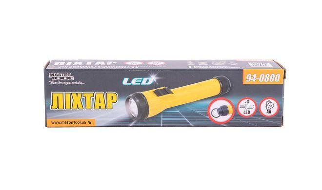 Фонарь MASTERTOOL 154х35 мм 3xLED 2xAA 94-0800