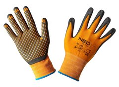 Рукавички робочі NEO, нітрилове покриття, нітрилові крапки, нейлон, р.8, помаранчевий