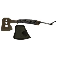 Сокира туристична Neo Tools, сталь 3Cr13, ручка з паракорду, нейлоновий чохол, 3 отвори для відкручування гвинтів M10, M13, M16, 26см, 266г.