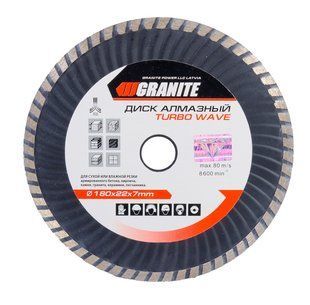 Диск алмазний GRANITE TURBO WAVE 180 мм 9-04-180