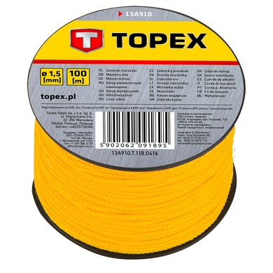 Шнур розмічальний TOPEX, 1.8мм х 100м, пластмаса, на котушці