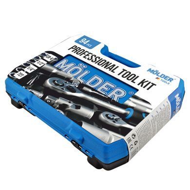 Профессиональный набор инструментов в кейсе M&Ouml;LDER 1/2", 1/4" 72 T, CR-V, 94ед.