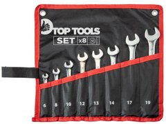 Ключи гаечные Top Tools, набор 8ед., комбинированные, 6-19 мм