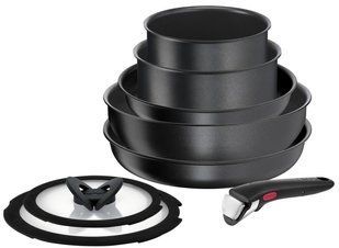 Набор посуды Tefal Ingenio Daily Chef, сменная ручка, 8 предметов, алюминий, бакелит, силикон, стекло, черный