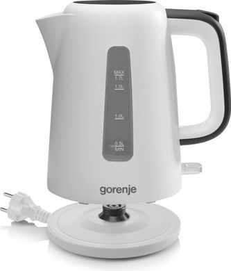 Електрочайник Gorenje 1.7л, Strix контроль, пластик, білий