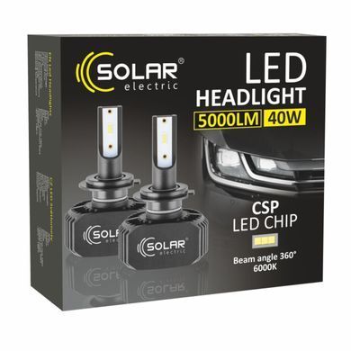 Автолампа LED Solar H7 12/24V 6000K 5000Lm 40W, CSP1860 2шт