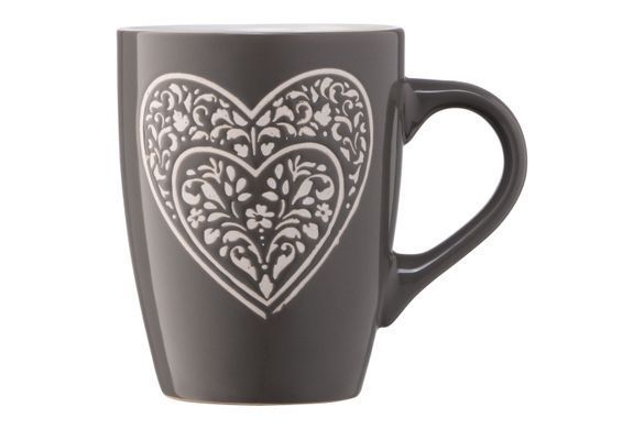 Чашка Ardesto Heart, 330 мл, темно-сіра, кераміка