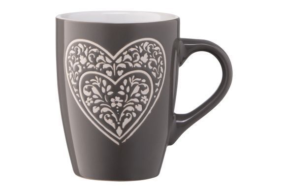 Чашка Ardesto Heart, 330 мл, темно-сіра, кераміка