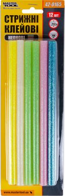 Стрижні клейові MASTERTOOL 11.2х200 мм 12 шт кольорові неонові 42-0165