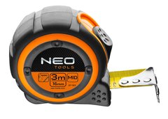 Рулетка Neo Tools, 3м x 16мм, 2 фіксатори змотування, магніт
