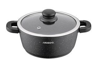 Кастрюля со стеклянной крышкой Ardesto Gemini Anzio, 2.5л, алюминий, черный