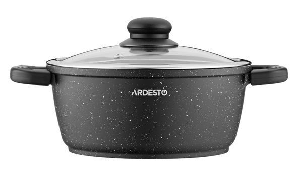 Каструля зі скляною кришкою Ardesto Gemini Anzio, 2.5л, алюміній, чорний