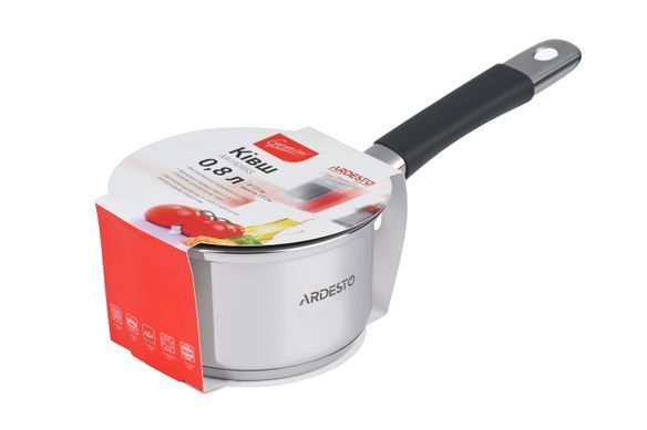 Ковш со стеклянной крышкой Ardesto Gemini Salerno, 1.6л, нержавеющая сталь, силикон