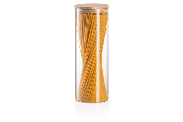 Банка для хранения Ardesto Midori, 1300мл, стекло, бамбук, круглый, прозрачный