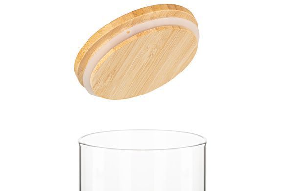 Банка для хранения Ardesto Midori, 1300мл, стекло, бамбук, круглый, прозрачный