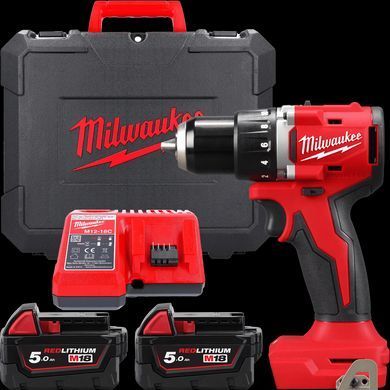 Дриль-шуруповерт акумуляторний безщітковий MILWAUKEE M18 BLDDRC-502С, 60,5Нм (зарядний пристрій М12-18 FС, 2 акумулятори М18 В5