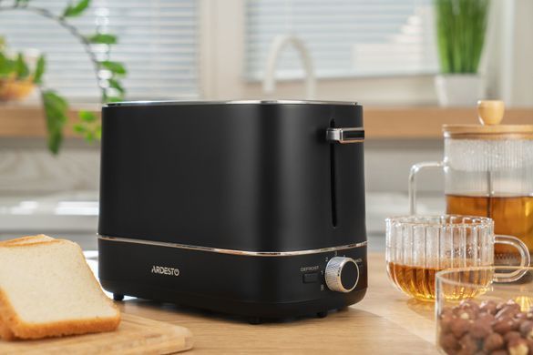 Тостер ARDESTO Timeless Elegance, 800Вт, пластик, 2 слоти, чорний