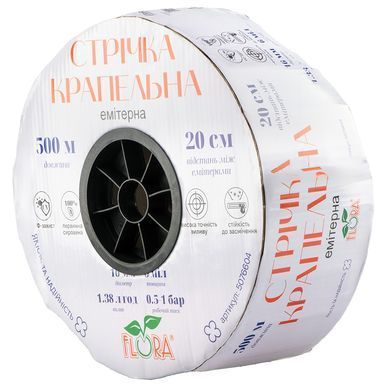 Стрічка крапельна з плоским емітером &Oslash;16мм 20см 6міл 1.38л 500м FLORA (5076604)