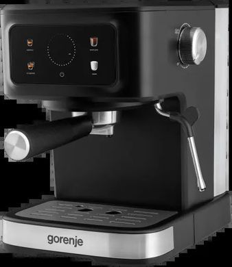 Кавоварка Gorenje ріжкова 1.5л, мелена, ручний капучинатор, чорний